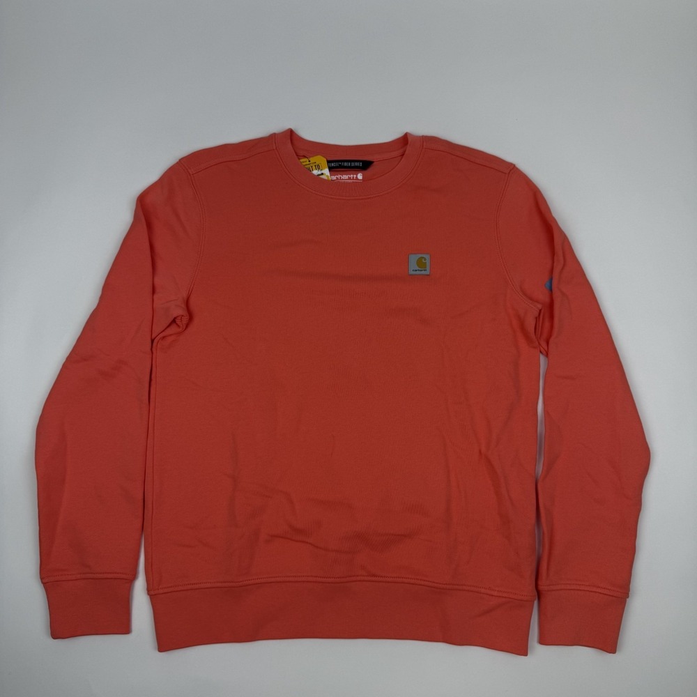 New Womens Carhartt Tencel Fiber Series Relaxed Orange Crewneck Sweatshirt Sz XS